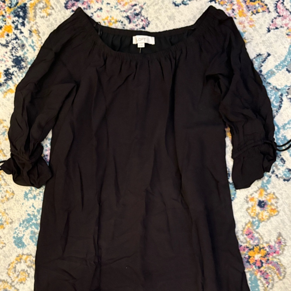 LOFT Casual Black Long Sleeve shift Dress
